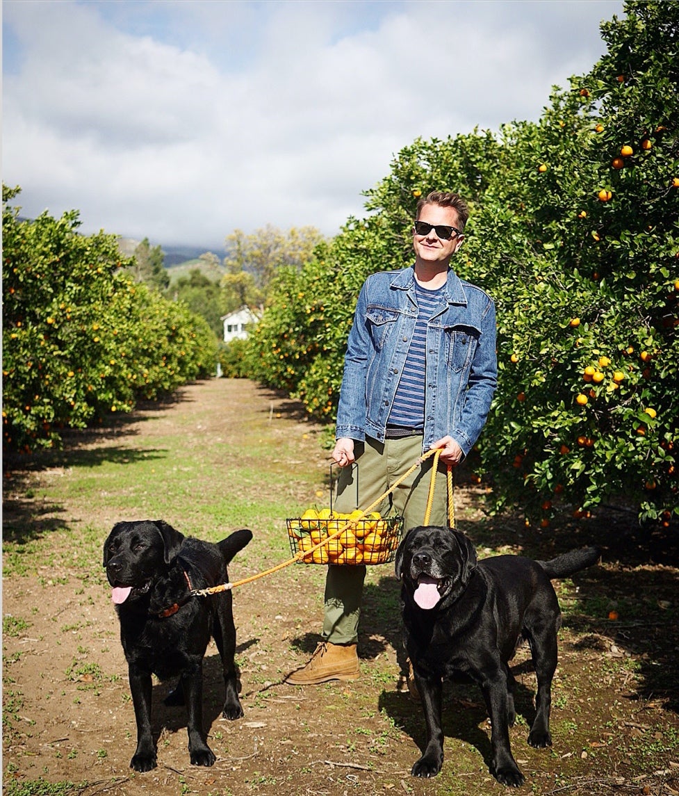 Turner with his dogs, Wally and Nacho