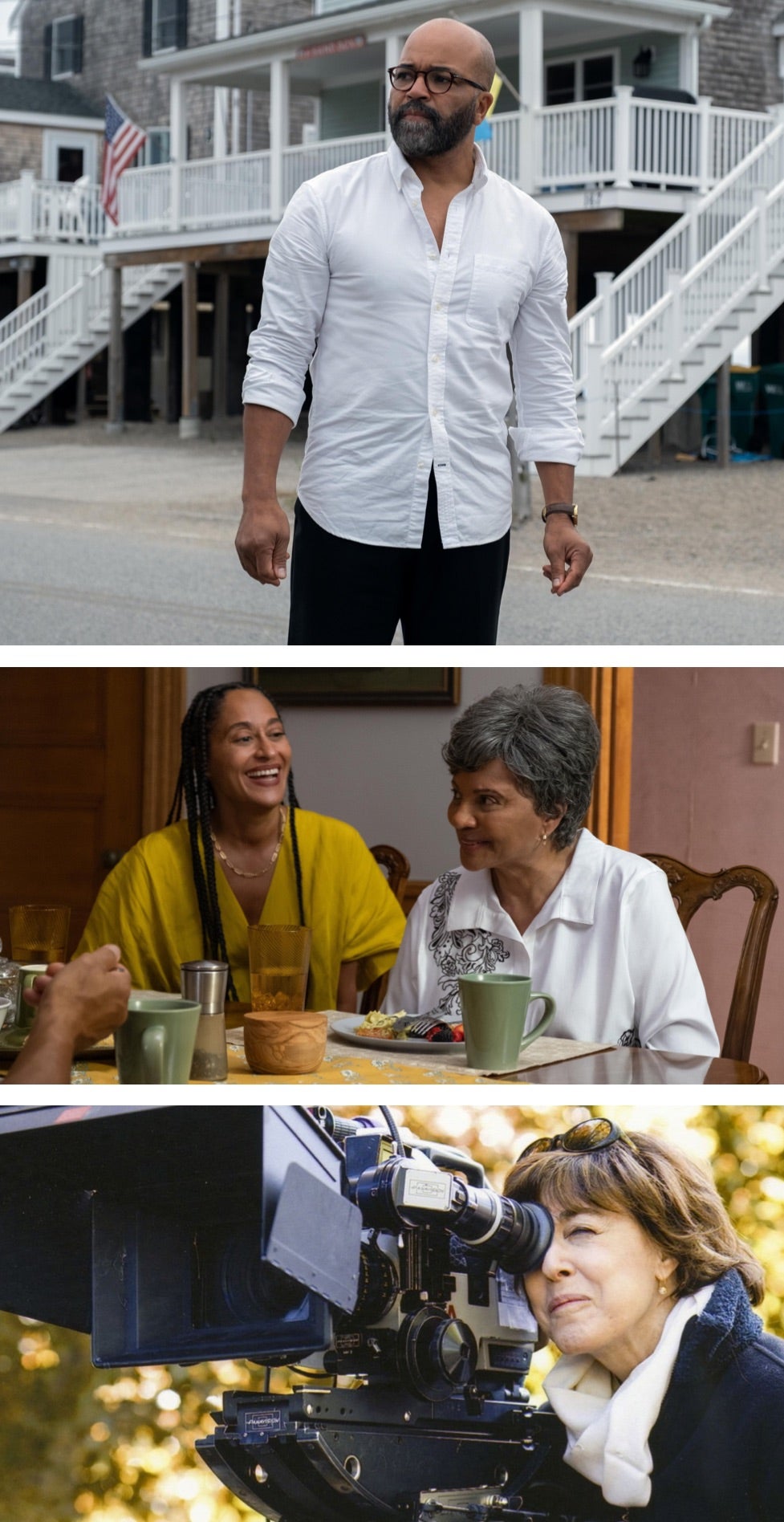 ​(Top two photographs) Jeffrey Wright, Tracee Ellis Ross, and Leslie Uggams in <em>American Fiction</em>; Nora Ephron in <em>Everything Is Copy</em><br/><span class="caption-sub">From top, photographs courtesy of Amazon MGM Studios and HBO</span>