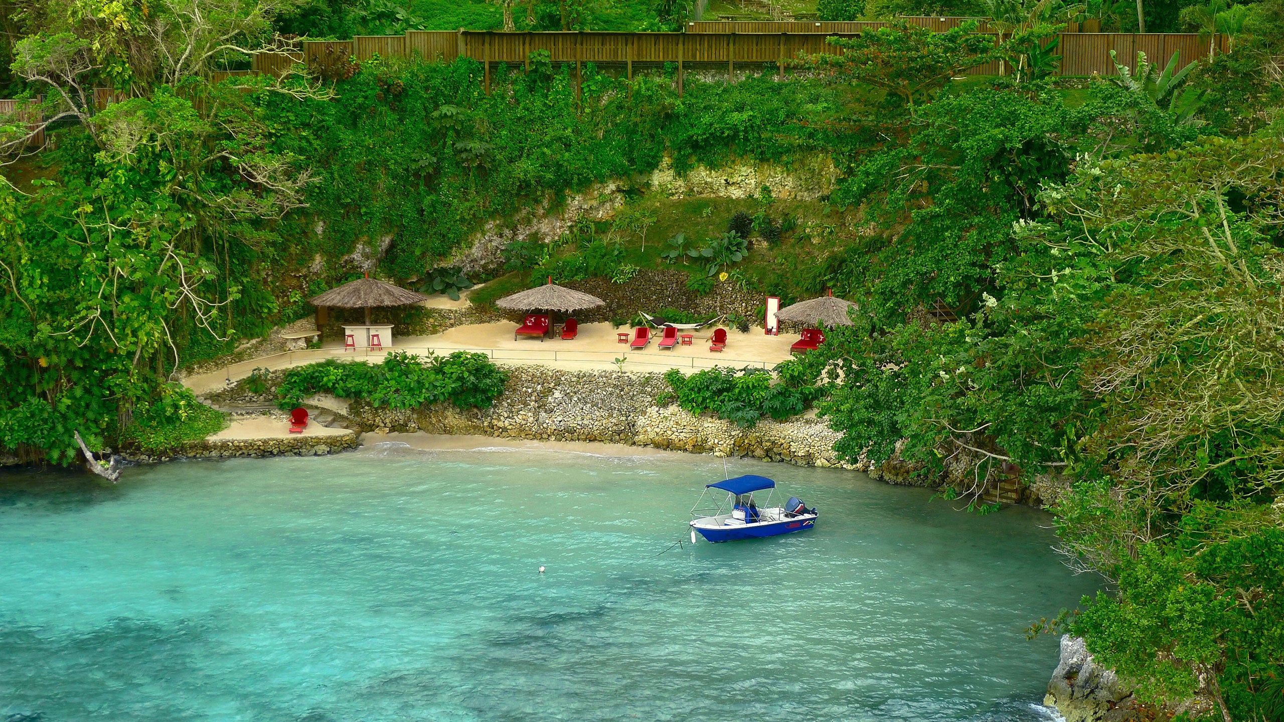                             Porto Antonio&#x2019;s Geejam Hotel offers prime seaside sunbathing