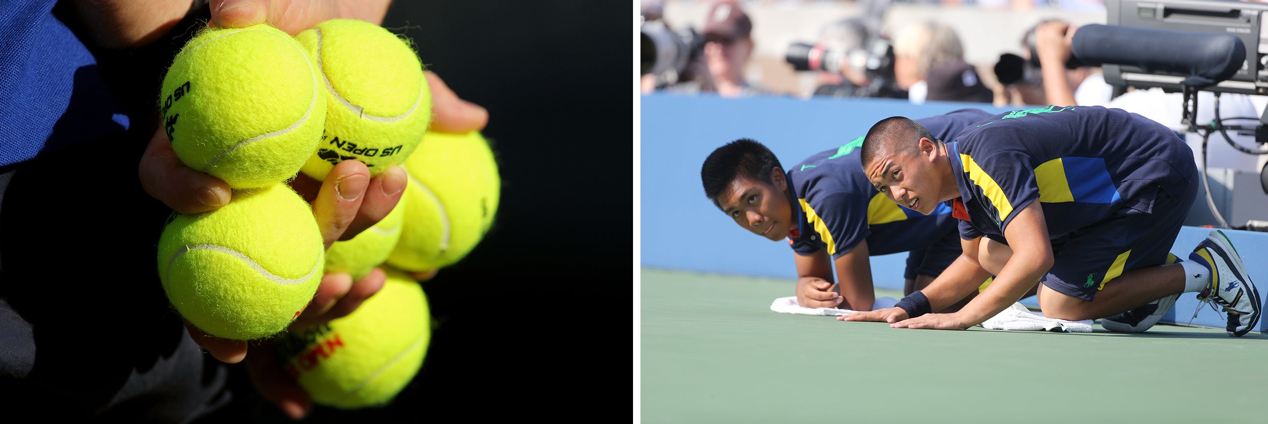 Above right: Ready for action—ballboys at the 2012 US Open