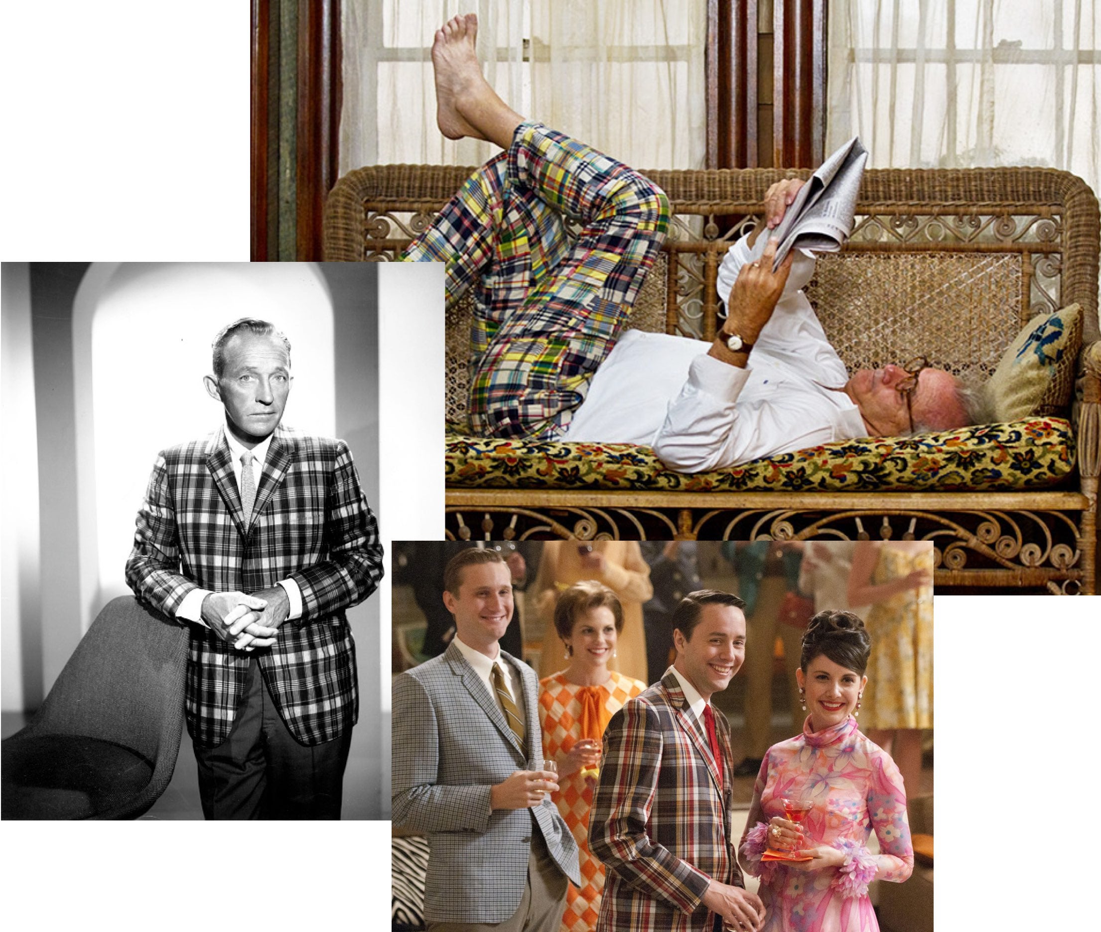         <strong>MADRAS MEN</strong><br />        <span          >Bing Crosby in 1955, Bill Murray in <em>Moonrise Kingdom</em>, and          Pete Campbell, in the <em>Mad Men series</em>.</span        >      