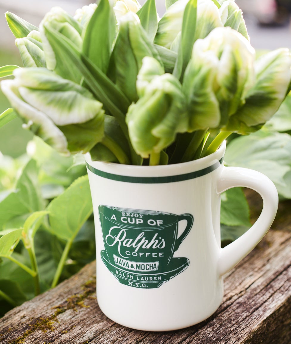 The perfect perk-up for a kitchen table—a coffee mug of caffeine-free buds from the garden