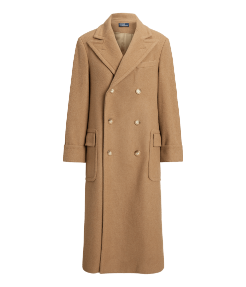 Camel-Hair Twill Long Polo Coat